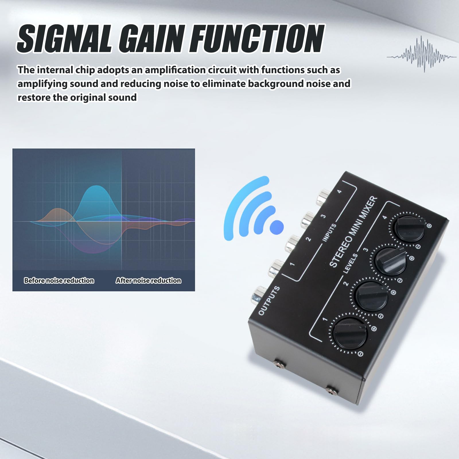 Aux Audio Switcher 4 en 1 Out, canal mezclador pasivo compacto, mezclador pasivo portátil, mezclador de audio estéreo pasivo, para estudio en casa y actuaciones en directo