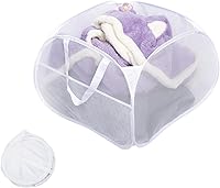 Vista 19 de Cesta de lavandería plegable, cesta de ropa plegable emergente de 90L con asas, cesta de ropa sucia de malla cuadrada para lavandería, baño