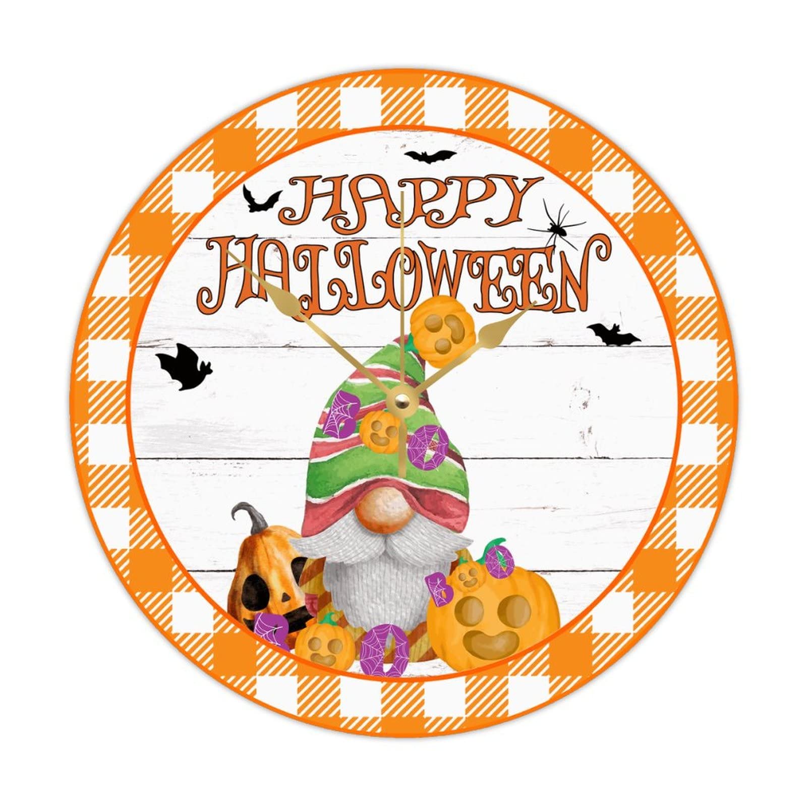 Horloge ronde en bois Halloween 38cm pour decoration murale rustique