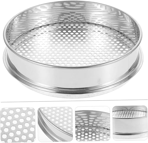 Miniatura 5 de Toddmomy Tamiz de malla fina de acero inoxidable rotativo tamiz de suelo para jardín, tamiz de suelo redondo para el hogar, cocina, tamiz multiusos