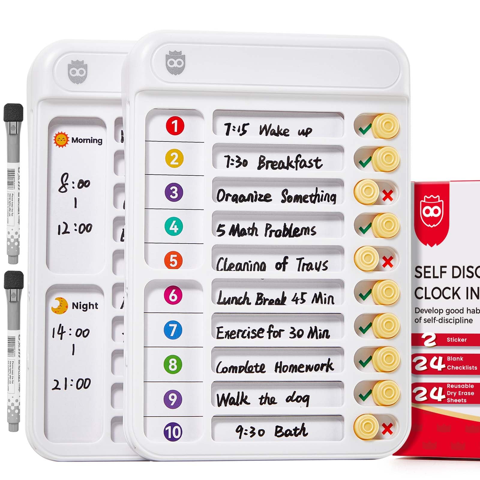 2 Pack Chores Chart for Kids Multiple Kids to Do List Board with Sliders