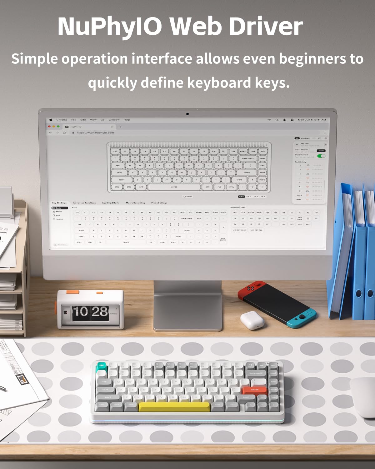 nuphy Halo V2 IO Teclado mecánico inalámbrico con teclas PBT, teclado para juegos personalizado intercambiable en caliente, retroiluminación RGB, BT5.0/USB-C/2,4 GHz Teclado de oficina