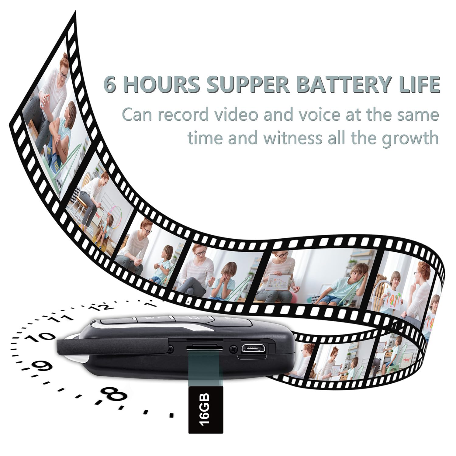 OTADUG Caméra espionne de Voiture, 16GB caméra cachée 1080P avec Enregistrement vidéo et Audio, détection de Mouvement, 8 Heures d'autonomie de Batterie, 16GB