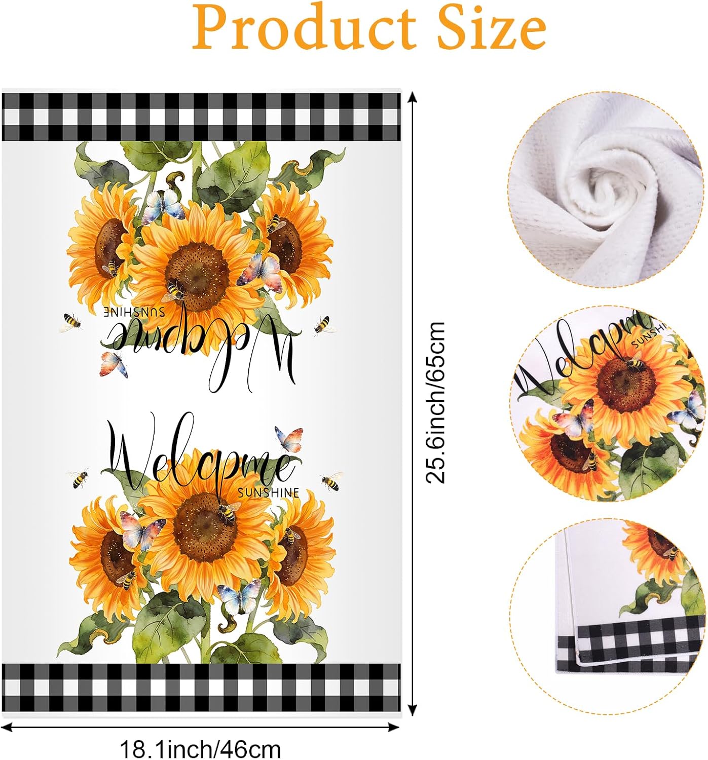 Avxdbr 2Pcs Sunflower Kitchen Towels 25.6x18.1Inch Hand Dish Towels