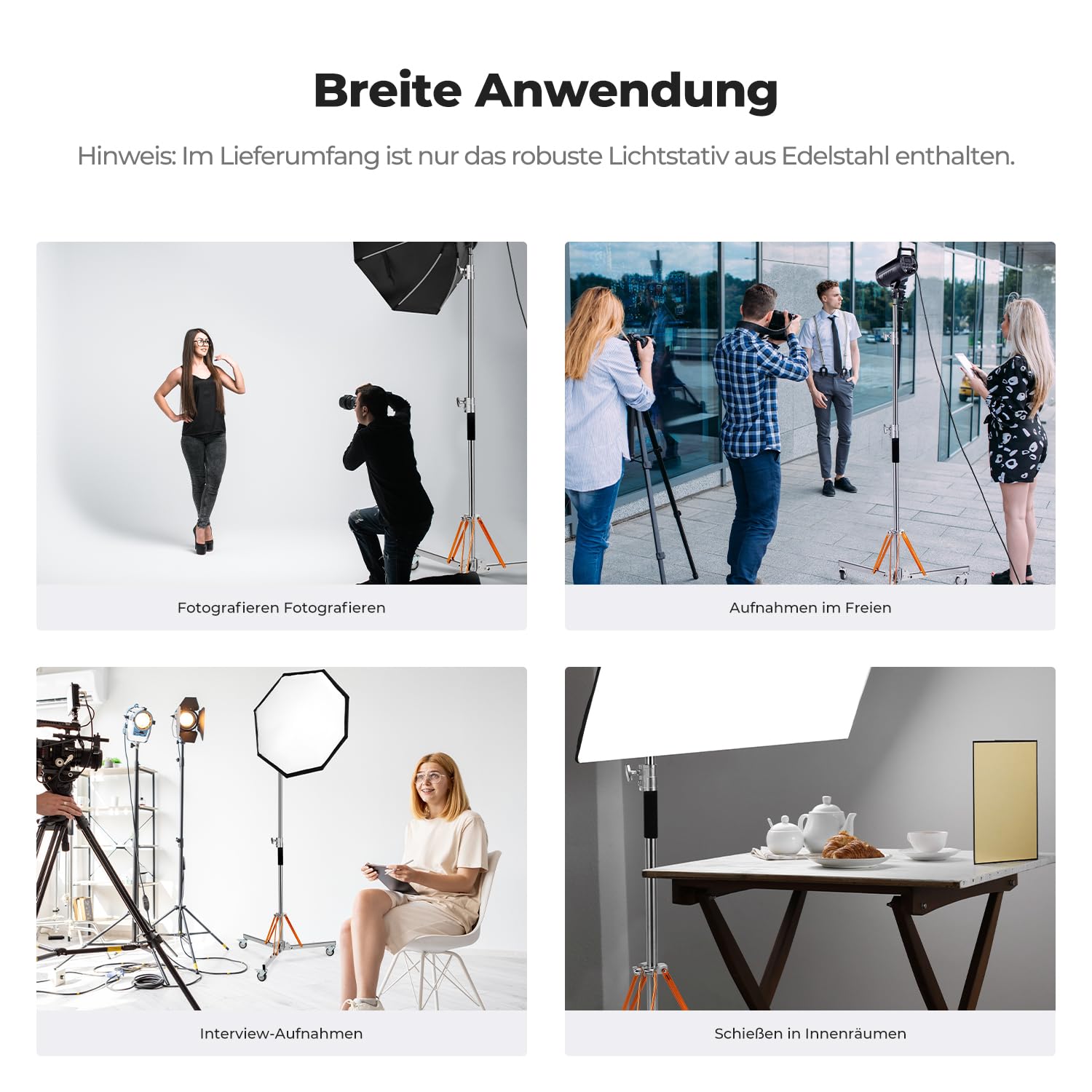 K&F CONCEPT 330CM Wirklich Edelstahl Lichtstativ mit 360°Drehen Rollen | 130-330CM verstellenbar Heavy Duty Fotografie Galgenstativ C-Stand für COB-Leuchten, Ringlichter, Blitzlichter Last 30KG,TL11