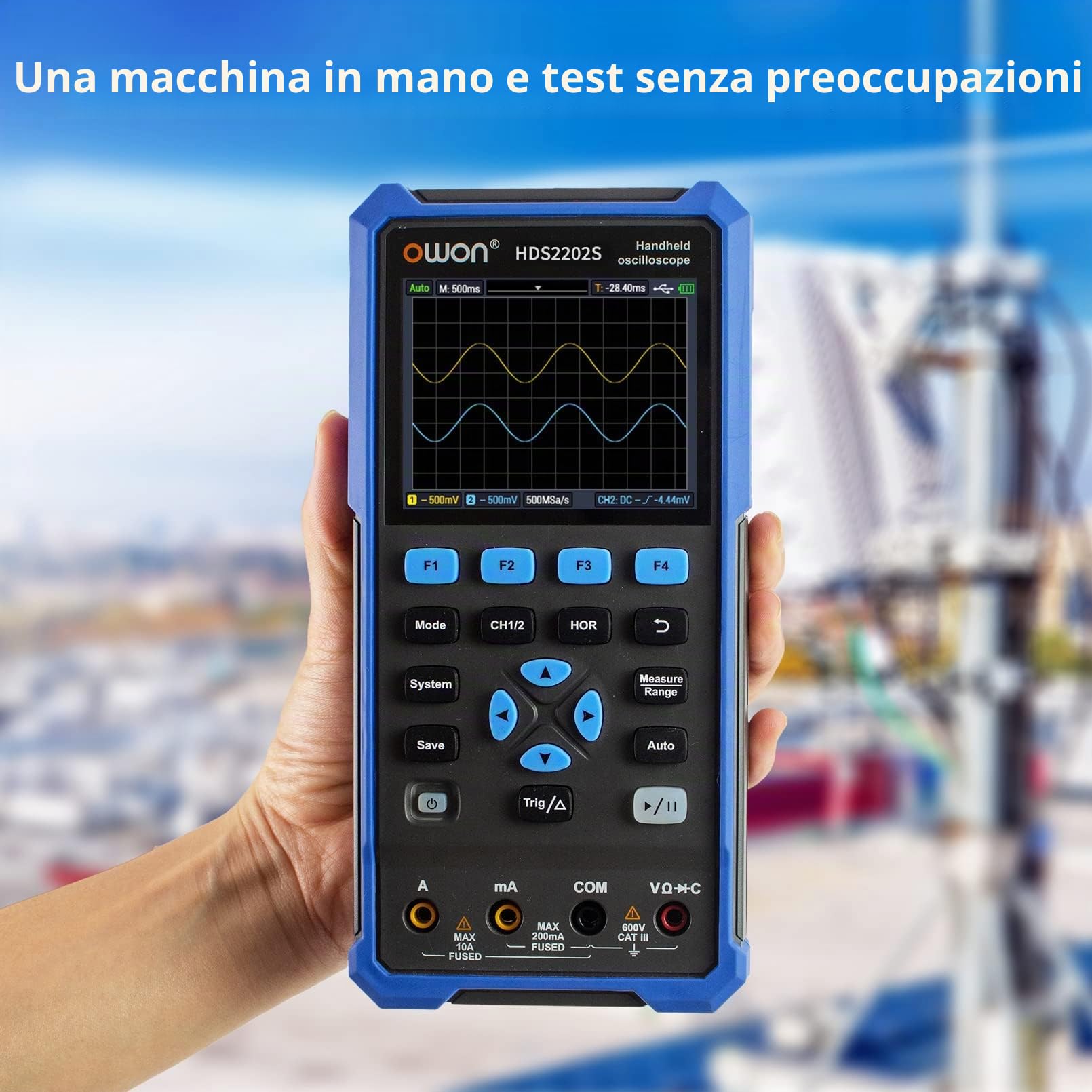 OWON HDS2202s Oscilloscopio 3 in 1 Oscilloscopio portatile professionale per PC, multimetro digitale da 20000, strumento di prova universale, batteria al litio di grande capacità (200 MHz+2CH +1CH)