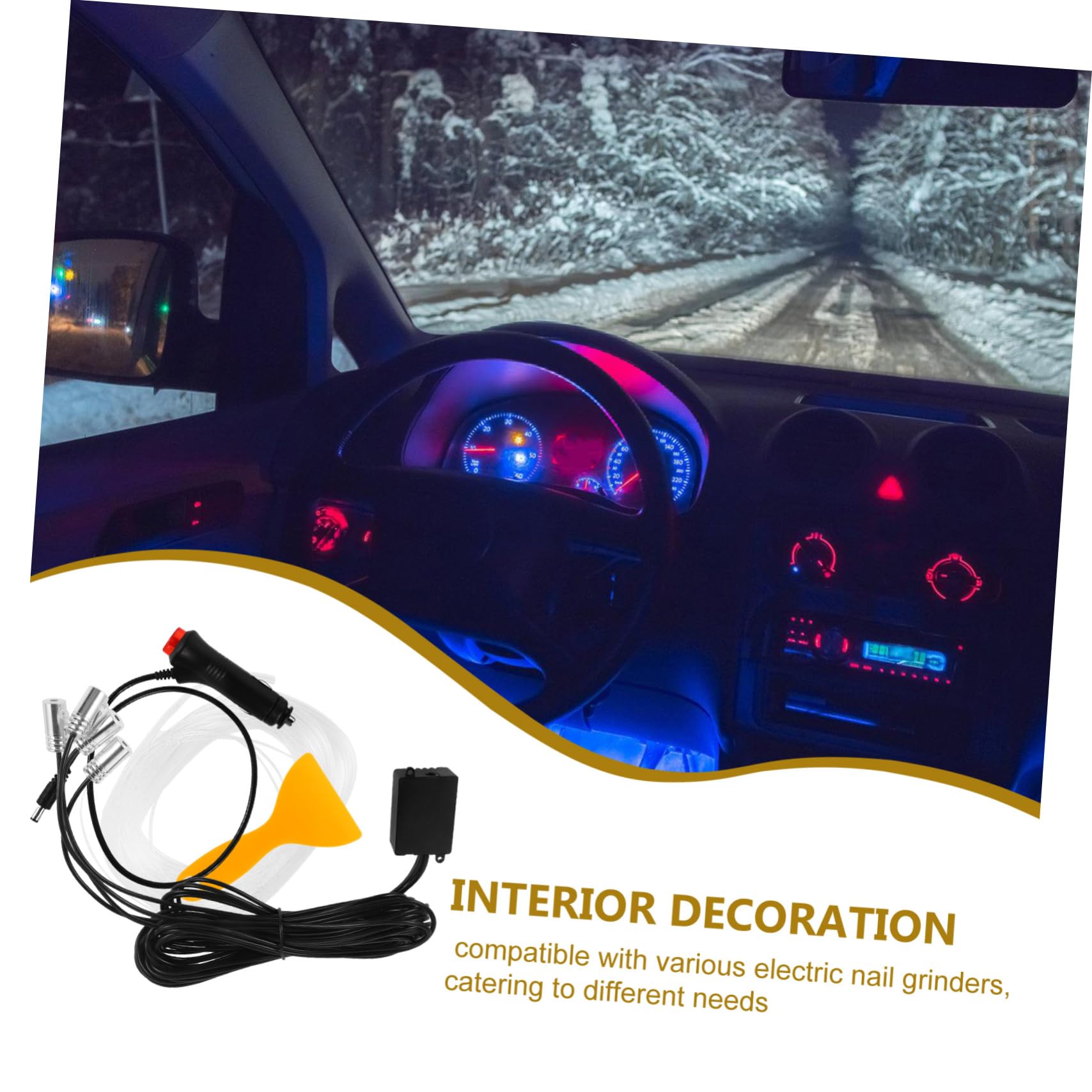 Luz de Fibra para Coche 6m Blanco 1 Juego 1 en 4 Vías