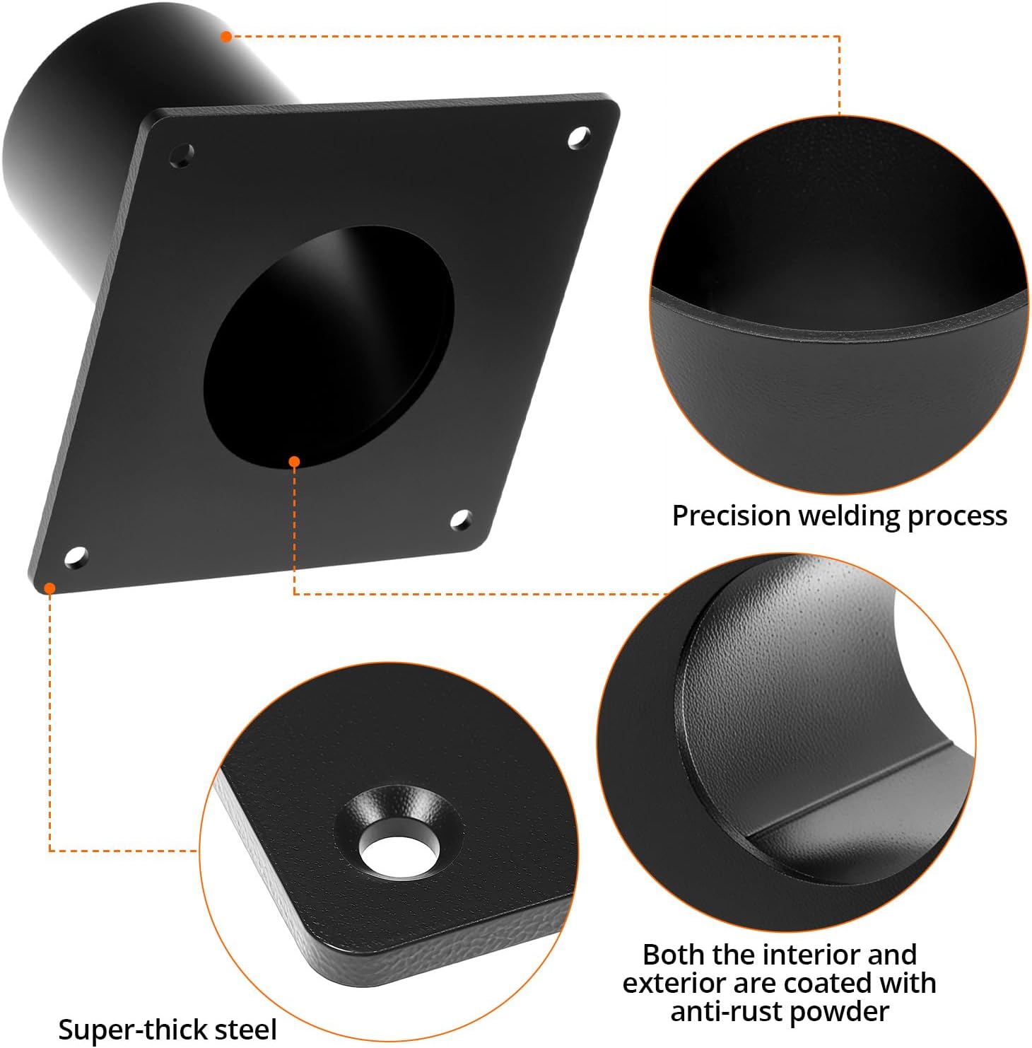 QWORK 3 Inch Pier Mount Base Adapter, Heavy Duty Outdoor Post Bracket for Post Light Fixtures, Includes Mounting Hardware