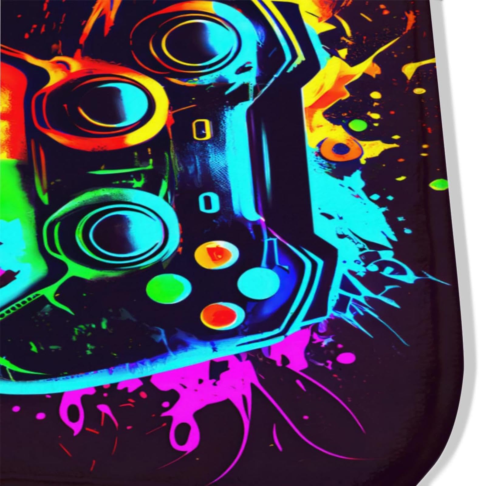 Game Controller Bereich Teppich 230x250cm Kinderteppich 3D Cool Graffiti Gaming Gamer Muster Design für Spielzimmer, Esport-Zimmer und Jungen-Spiel-Themen-Schlafzimmer, rutschfeste Fußmatte