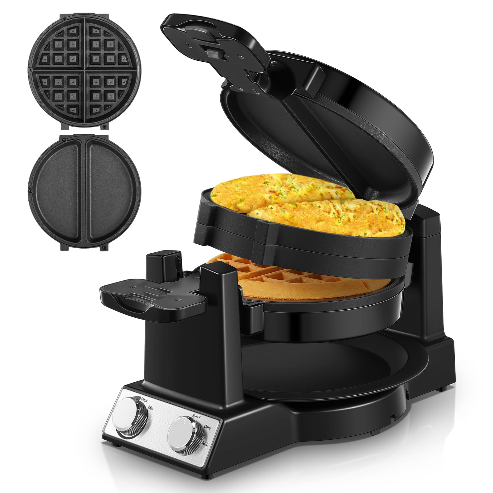 Amazon.com: FOHERE 2-in-1 Waffle Maker & Omelette Maker, 1400W