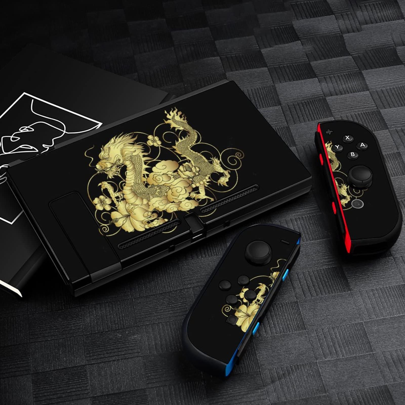 ❤新品❤スイッチスキンシール Amazon.co.jp: スイッチ スキンシール セット 金黄 中華風 竜
