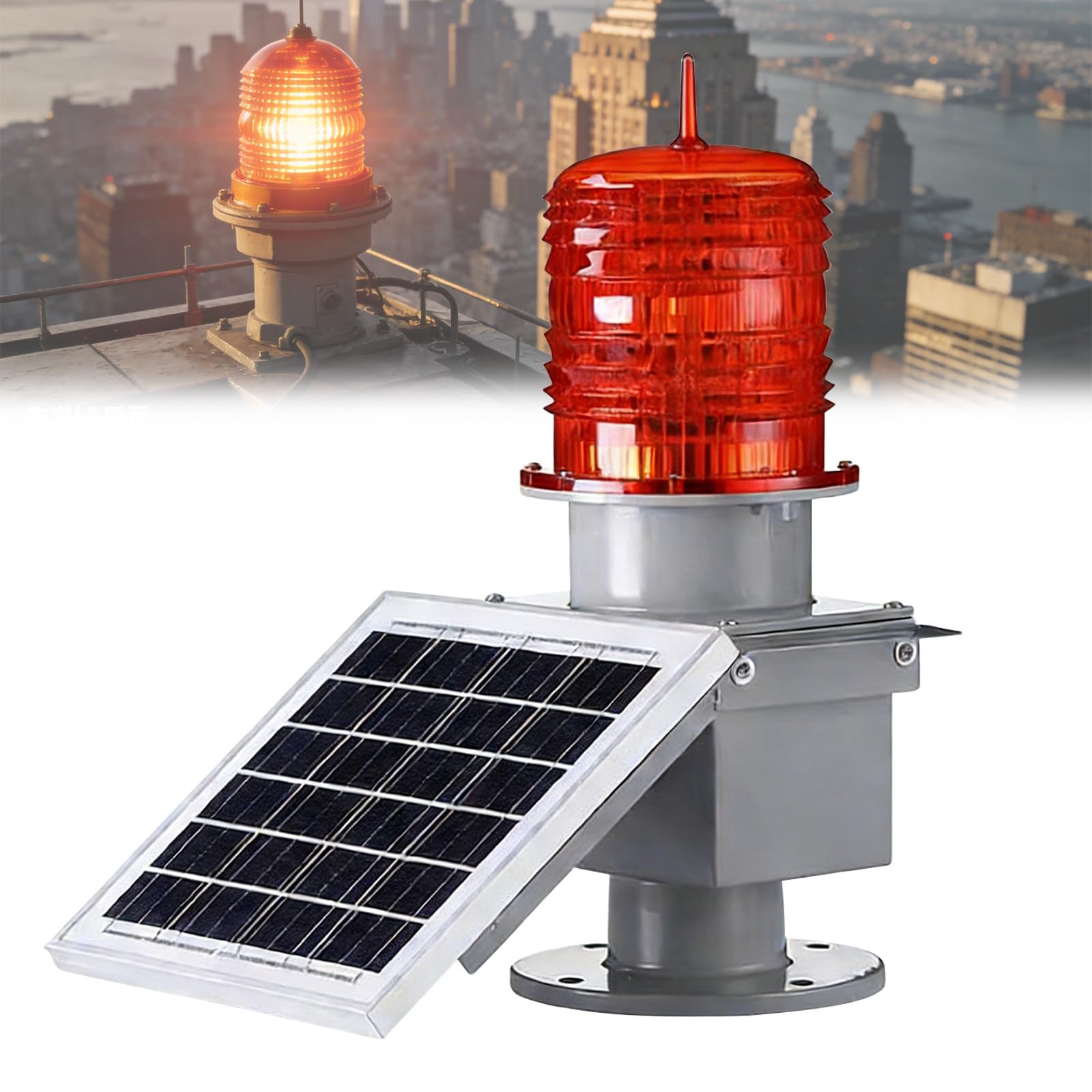 Luz de obstrucción de la aviación Solar 15W, balanco de navegación de Baja Intensidad, luz de Advertencia estroboscópica para Torres, turbinas eólicas, Puentes y Alturas