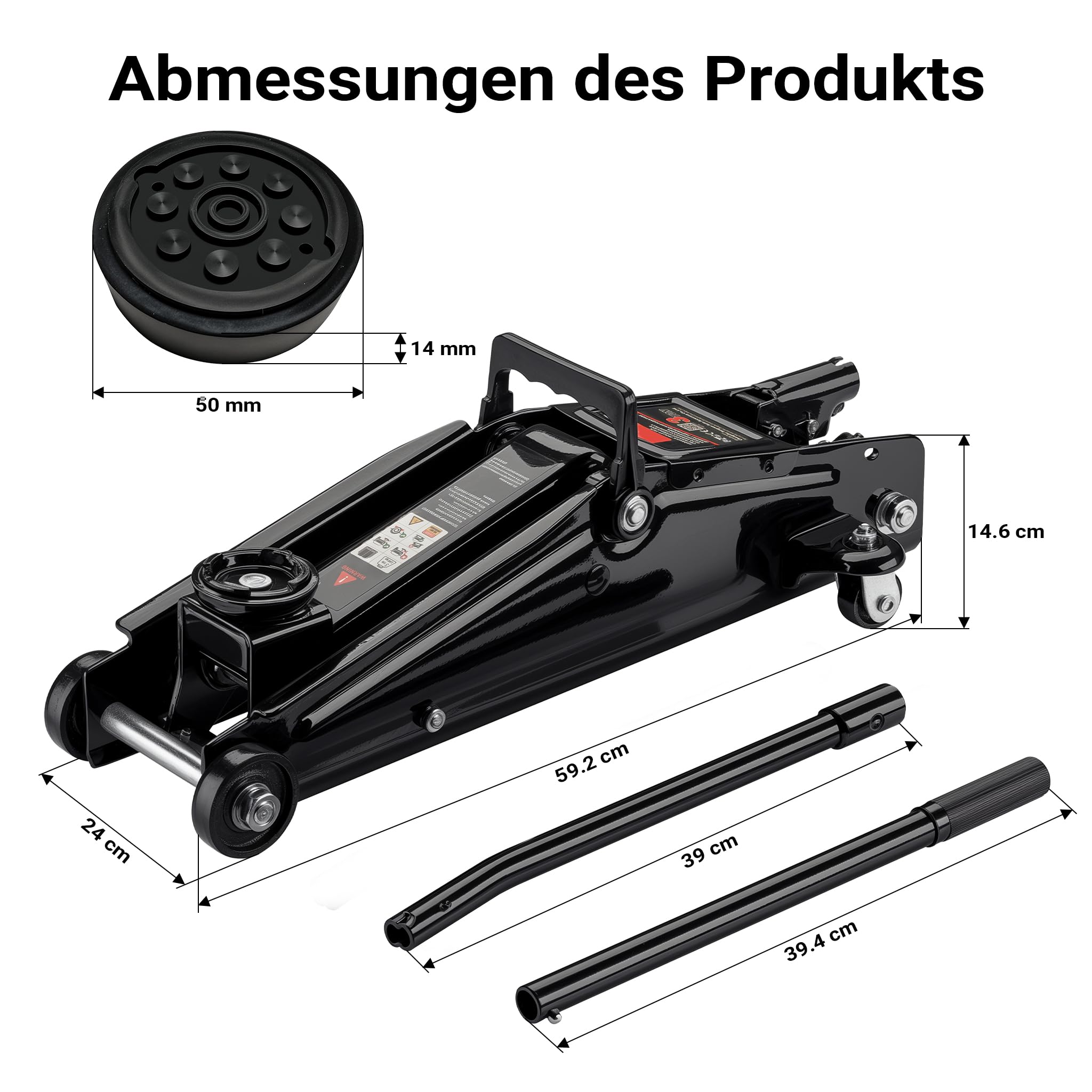 Wiltec Rangierwagenheber hydraulisch 3t, Hydraulik Wagenheber 13,5-40 cm Hubhöhe, Wagen Heber für Autos, SUVs, Wohnwagen, Autoheber kompakt und robust