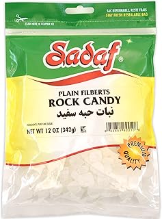 Sadaf Rock Candy Plain Filberts - Rock Candy for Tea and Beverages - Food Flavoring Rocks - Classic Sweet Delight - 12 oz Resealable Bag
