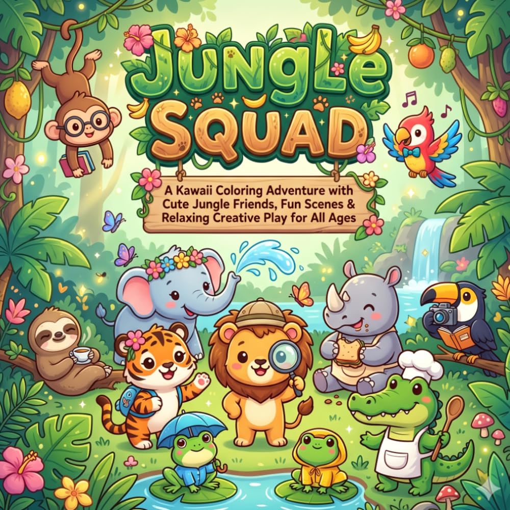Jungle Squad: A Kawaii Coloring Adventure with Cute Jungle Friends, Fun Scenes & Relaxing Creative Play for All Ages (Animals & Cute)