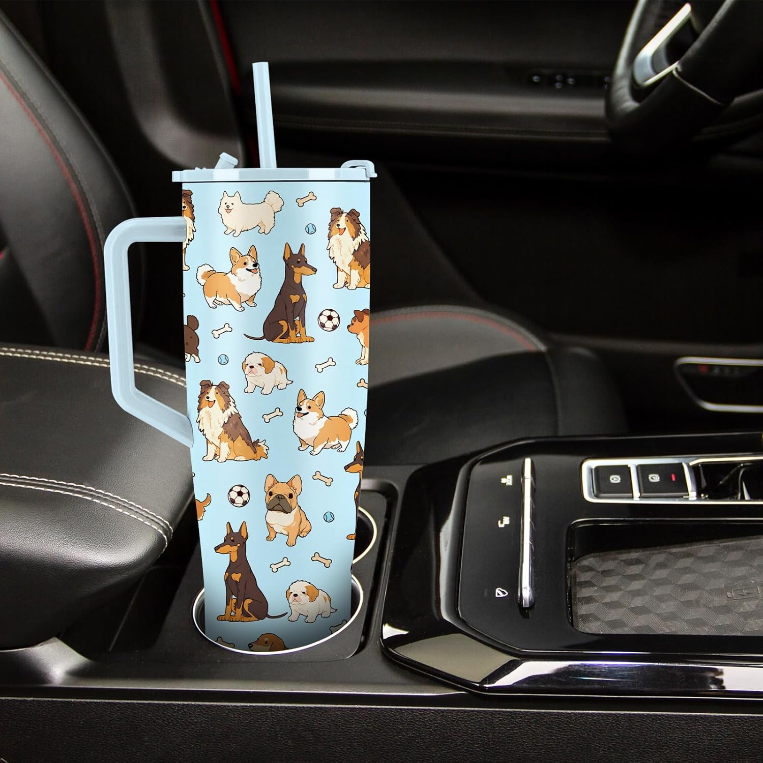 Dog Tumbler 40 oz with Handle and Straw, Leak-proof, Stainless Steel Insulated Travel Coffee Mug, Cute Dog Cup Gifts for Dog Mom Gifts for Dog Lovers Birthday Christmas (1 pc) - Image 9