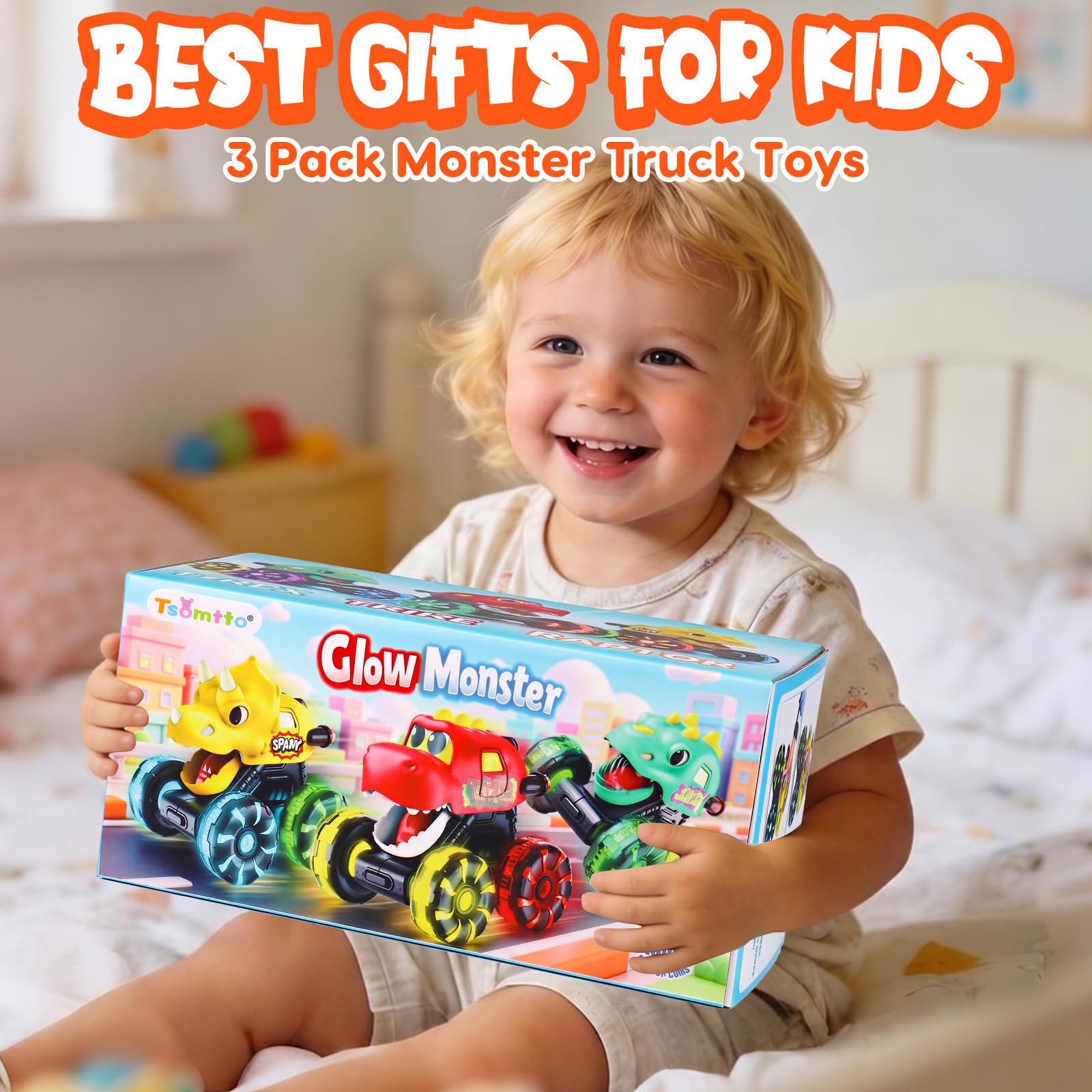 Light Up Dinosaur Monster Trucks - Press & Go! -6