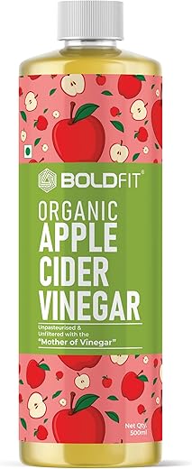 Boldfit Organic Apple Cider Vinegar with Mother Vinegar 500ml – ACV Apple Cider Vinegar Organic Raw from Himalaya – 500ml
