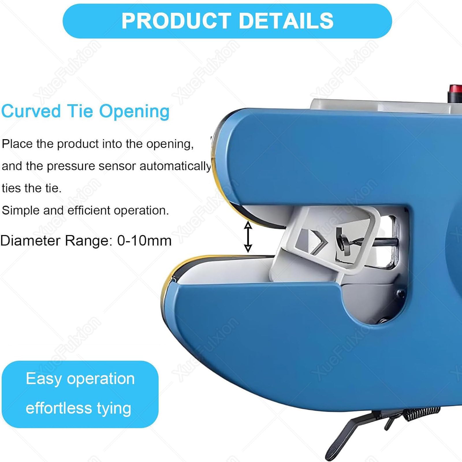 Halbautomatische Bindemaschine zum Verschließen von Beuteln, 40 Krawatten/Minute, Bündeldurchmesser 0,1-1,2 mm, ideal für Lebensmittelverpackungen und Bündelung