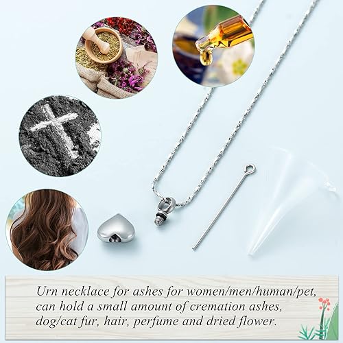 Miniatura 6 de Imrsanl Collar de urna de corazón pequeño para cenizas, joyería de cremación para mujer, colgante de acero inoxidable, soporte conmemorativo para