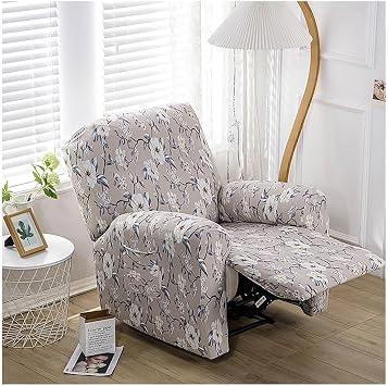 Recliner Slipcover Recliner Chair Cover 4-Pieces Lazyboy Recliner Covers Recliner Couch Covers Non Slip Reclining Slipcovers with Storage Pockets Furniture Protector for Living Room  Color #17