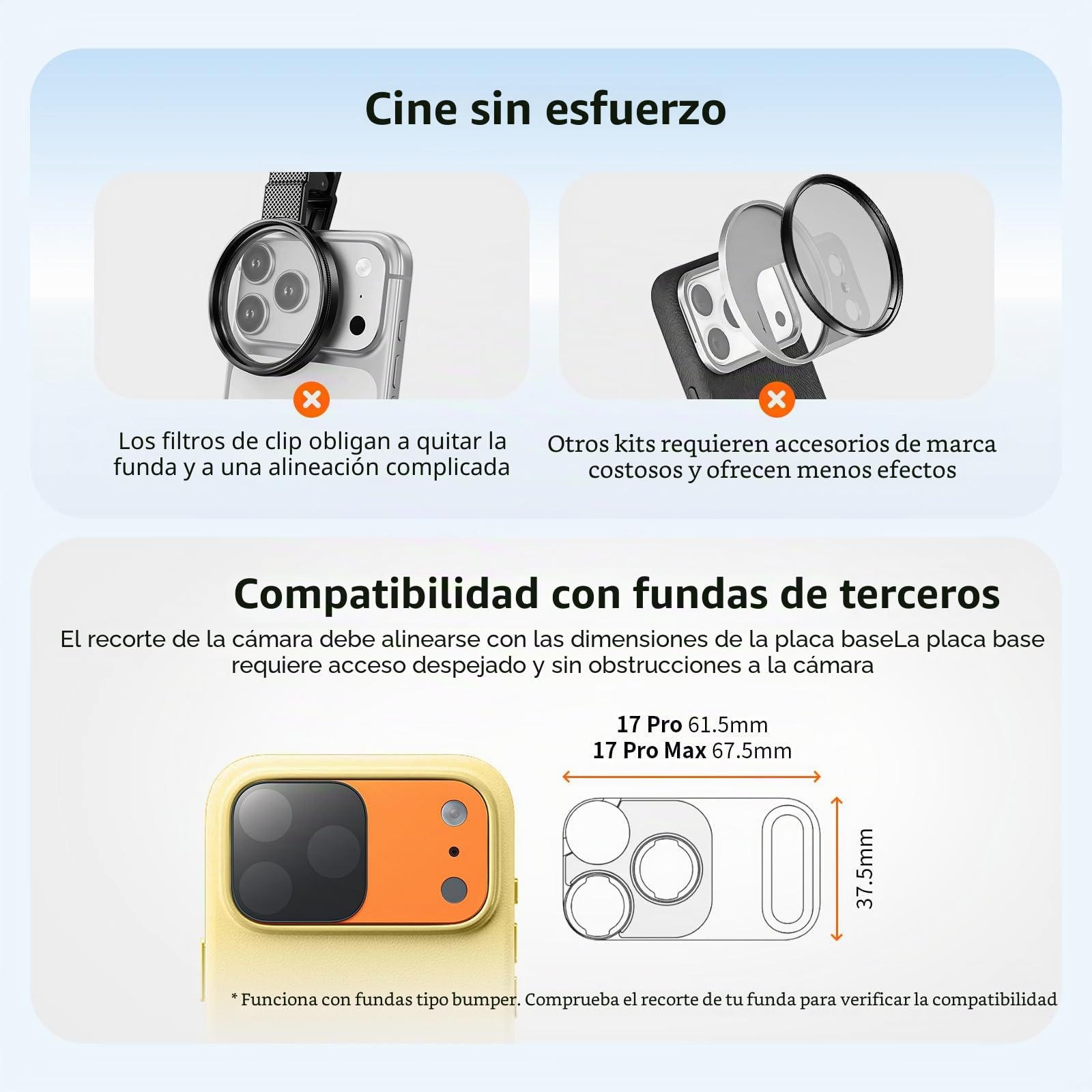 SmallRig Kit de filtros cuadrados ND y niebla negra para iPhone 17 Pro, filtros magnéticos de lente con soporte base, filtro de difusión de niebla negra 1/4/ND2/ND4/ND8/ND16/ND32, paquete de 6