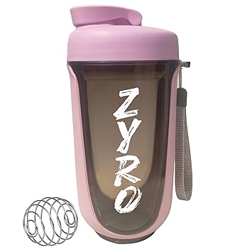 Zyro 500ml Protein Shaker Bottle | Leak-Proof & BPA-Free Gym Supplement Shaker | Compact,Gym Bottle for Protein Shake, Workout | Easy-to-Clean, Durable Design,Pink - image, photos