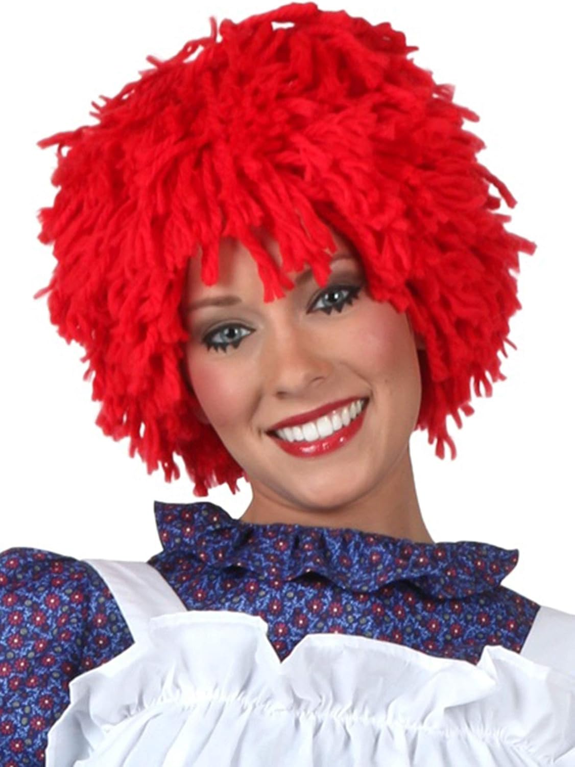 Fun Costumes Rag Doll Wig for Adults - Red Yarn Hair Costume Wigs for Women, Red Raggedy Doll Cosplay Hair for Halloween Standard