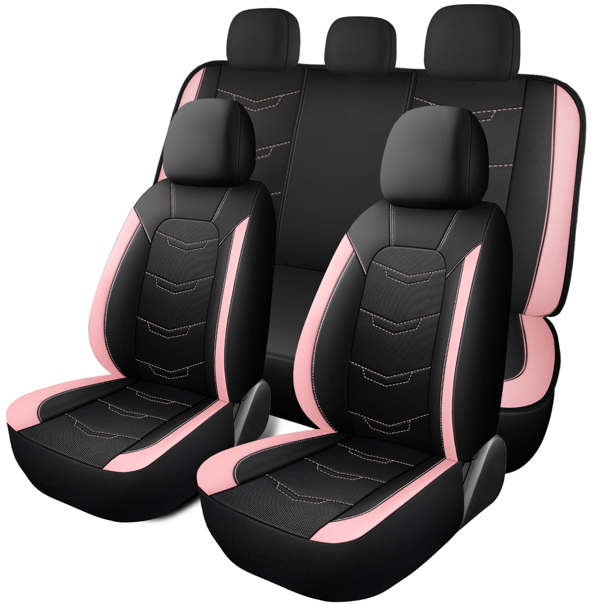 Photo 1 of HChengkikz Pink Seat Covers, Breathable and Sport Seat Covers, Anti-Slip Universal Fit Car Seat Covers Full Set for Cars Sedans SUV and Truck (Full Seat, Black+Pink)