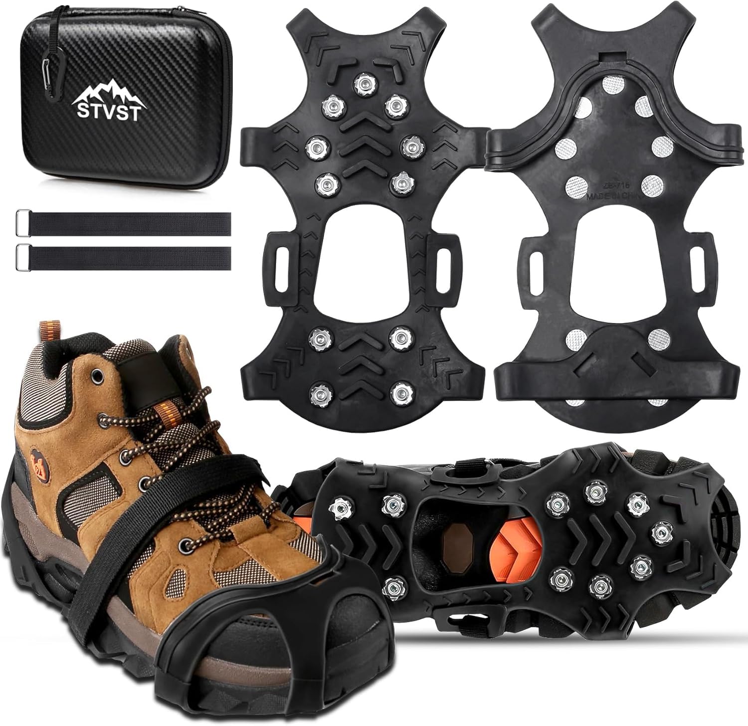 Ramponi Da Ghiaccio YQBFTC - Antiscivolo Per Neve E Ghiaccio, Taglie 34-47, Con 8 Chiodi In Acciaio - Foto 5