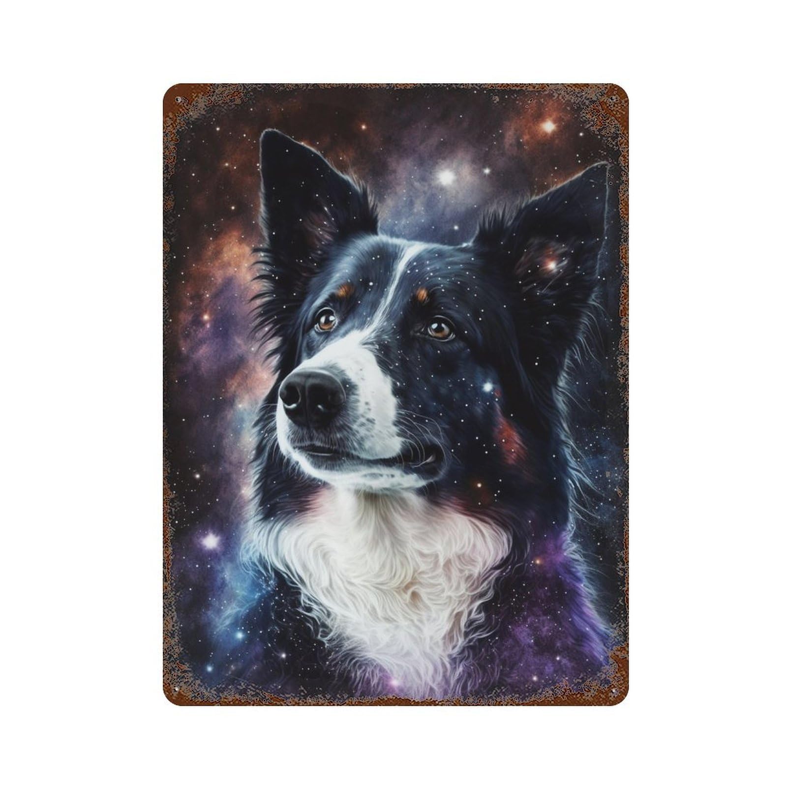 Galactic Pup Portrait -1 Rusty Metal Tin Sign 15.7"x11.8", Old School Wall Decor for Garage, Pub Or Kitchen