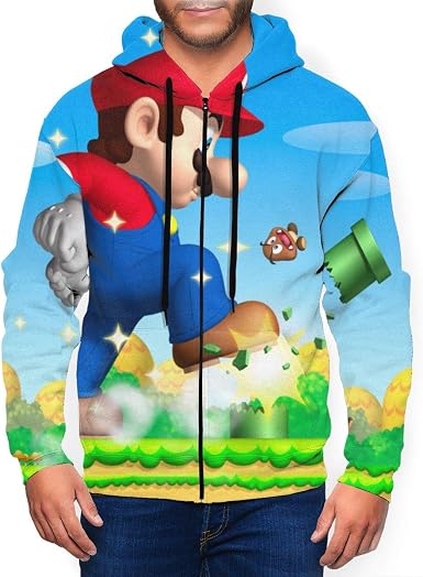 Amazon.com: Super Mario Bros Sudadera con capucha para hombre con capucha  3D de impresión completa con cremallera : Ropa, Zapatos y Joyería