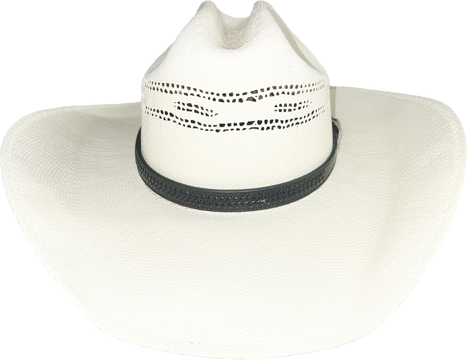 Adjustable Black Leather Hat Band with Braiding
