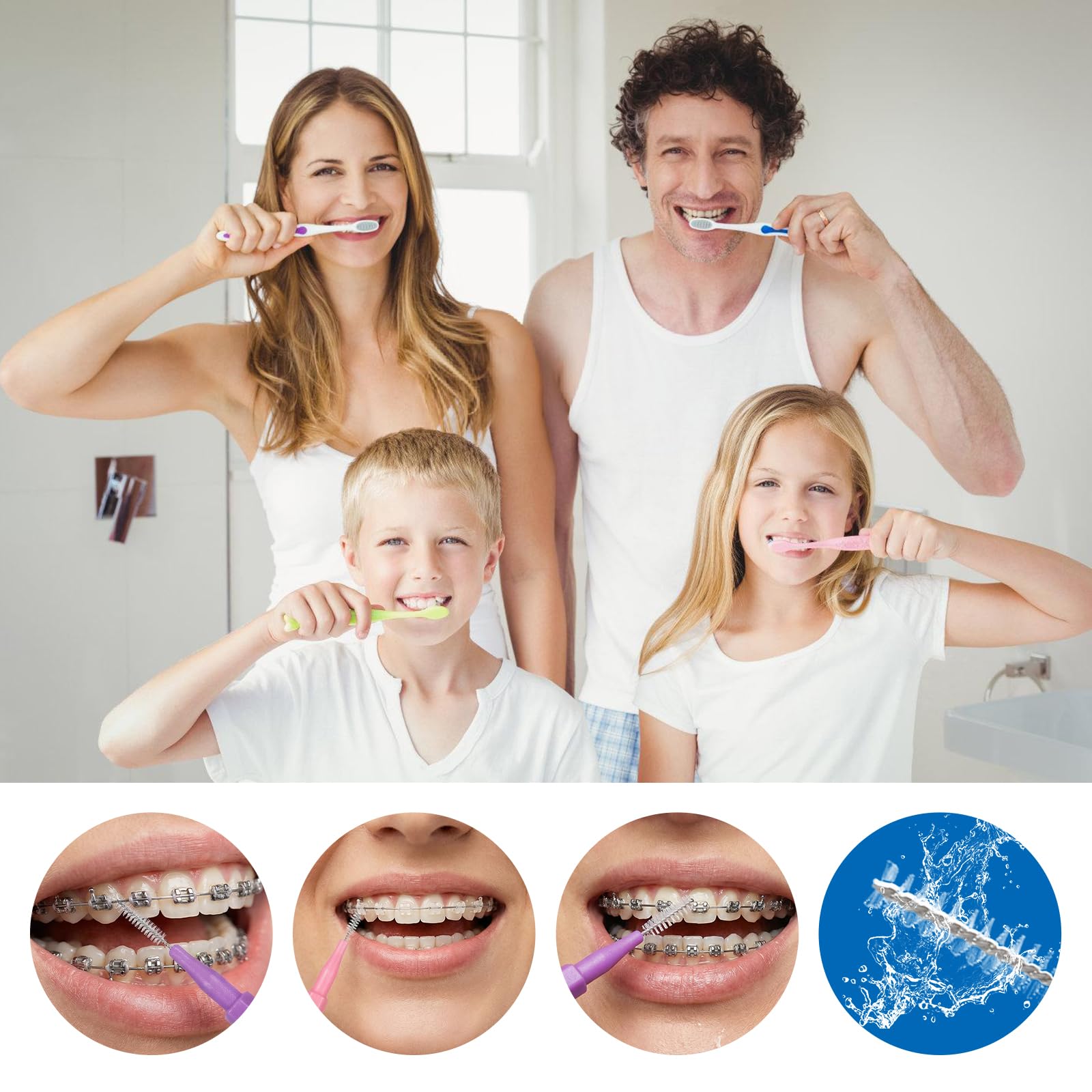 Szczotki międzyzębowe 100 szt. narzędzi do czyszczenia dentystycznego, kostki do nici dentystycznej, wykałaczki do higieny jamy ustnej, nitkownica, higiena jamy ustnej, wykałaczki, narzędzie do