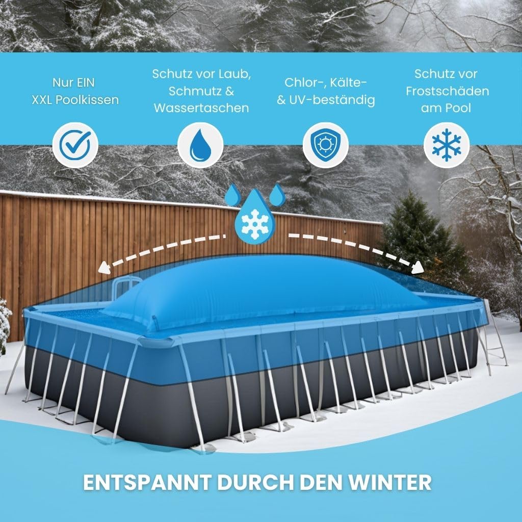 Rothschenk CoverMio XXL Poolkissen Eckig | Luftkissen Winter | Poolpolster für winterfeste Poolabdeckung | Aufblasbare Winterkissen Überwinterung für Pool | Kissen für Pool (2 x 2,5 m)