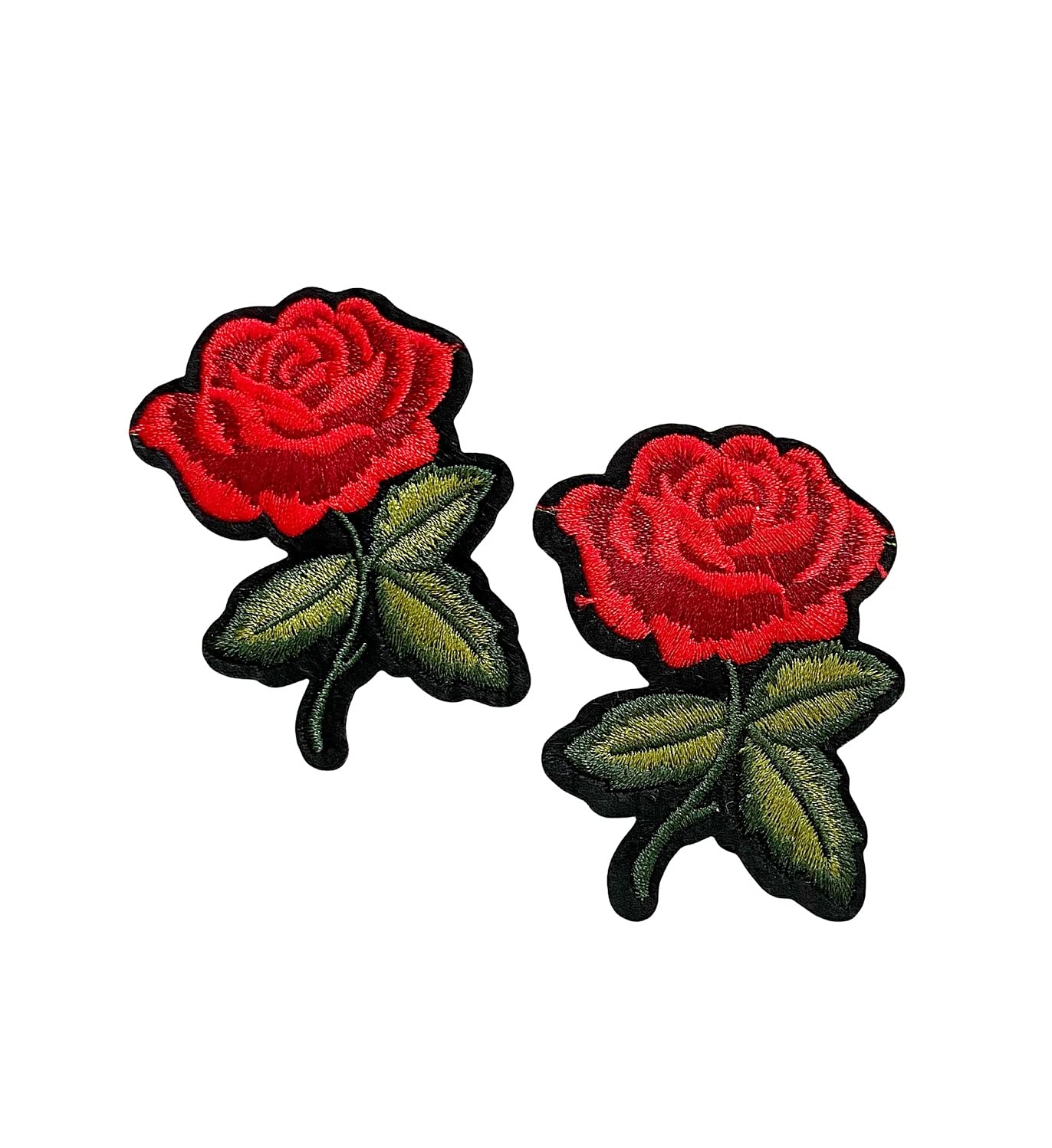 ablossom2 Pieces Rose Patch Iron-on Patches, Red Rose Flower Sewing on/Iron on Embroidered Patches Decorating Repair DIY Craft on Clothes Jackets Dress Hat Pants Shoes Curtain Sewing