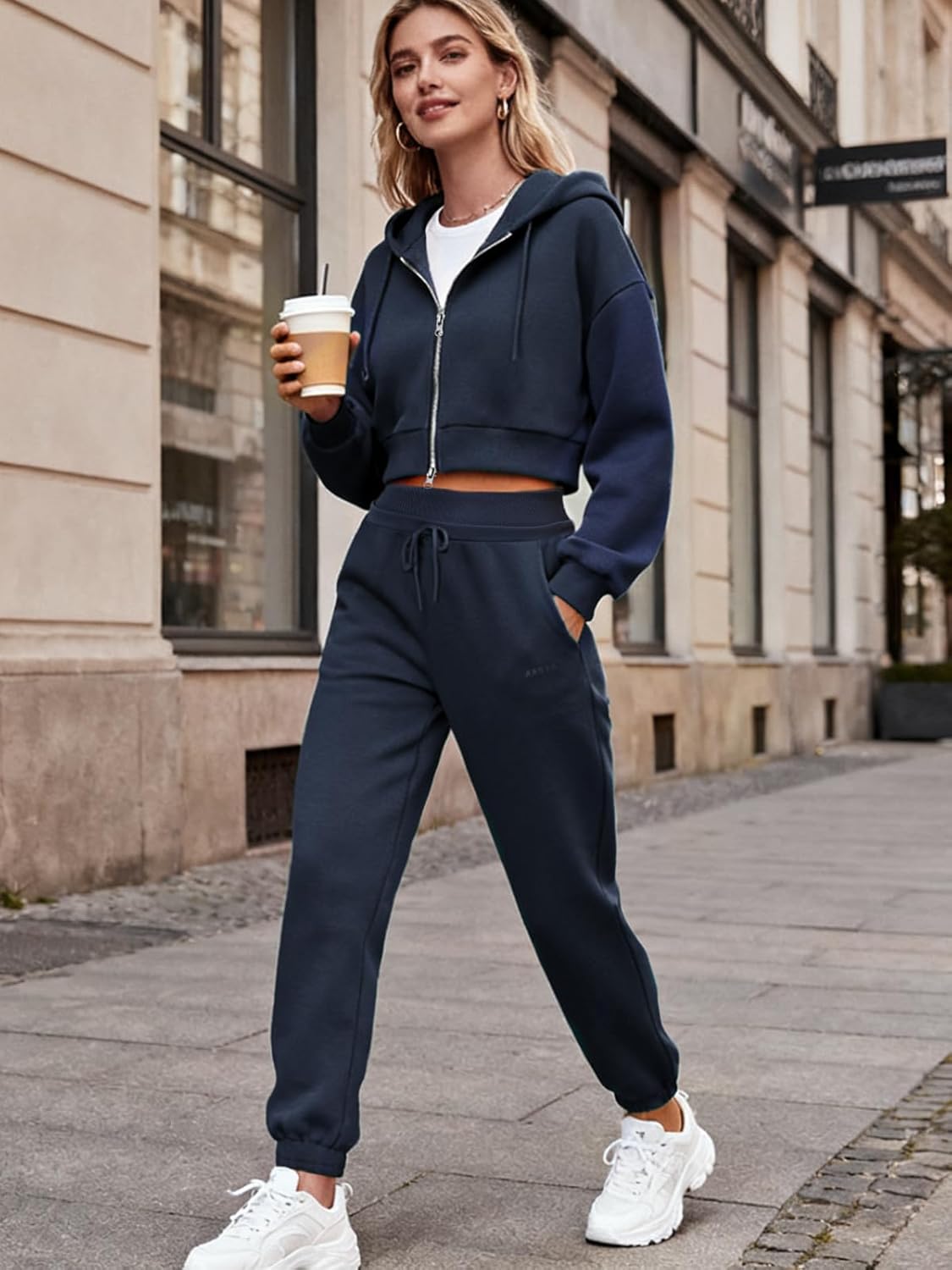 AARYA Sweatpants for Women Fleece Lined Winter Thermal Travel Pants Cold Weather Golf Hiking Work Casual with Pockets - Image 3