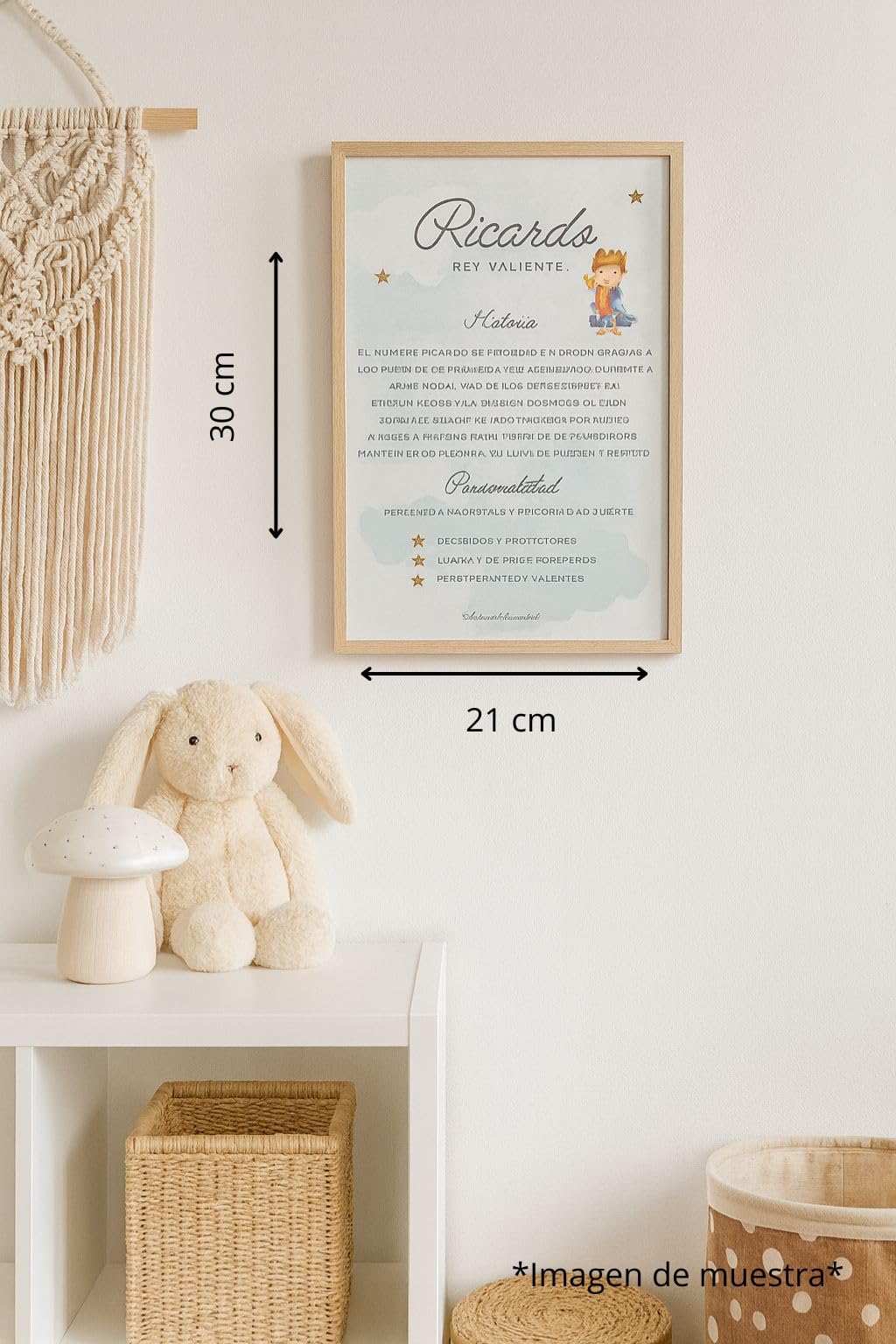 Genérico Lámina personalizada con nombre y significado | Regalo único para bebé y decoración infantil (30 x 21 cm) (Niño)
