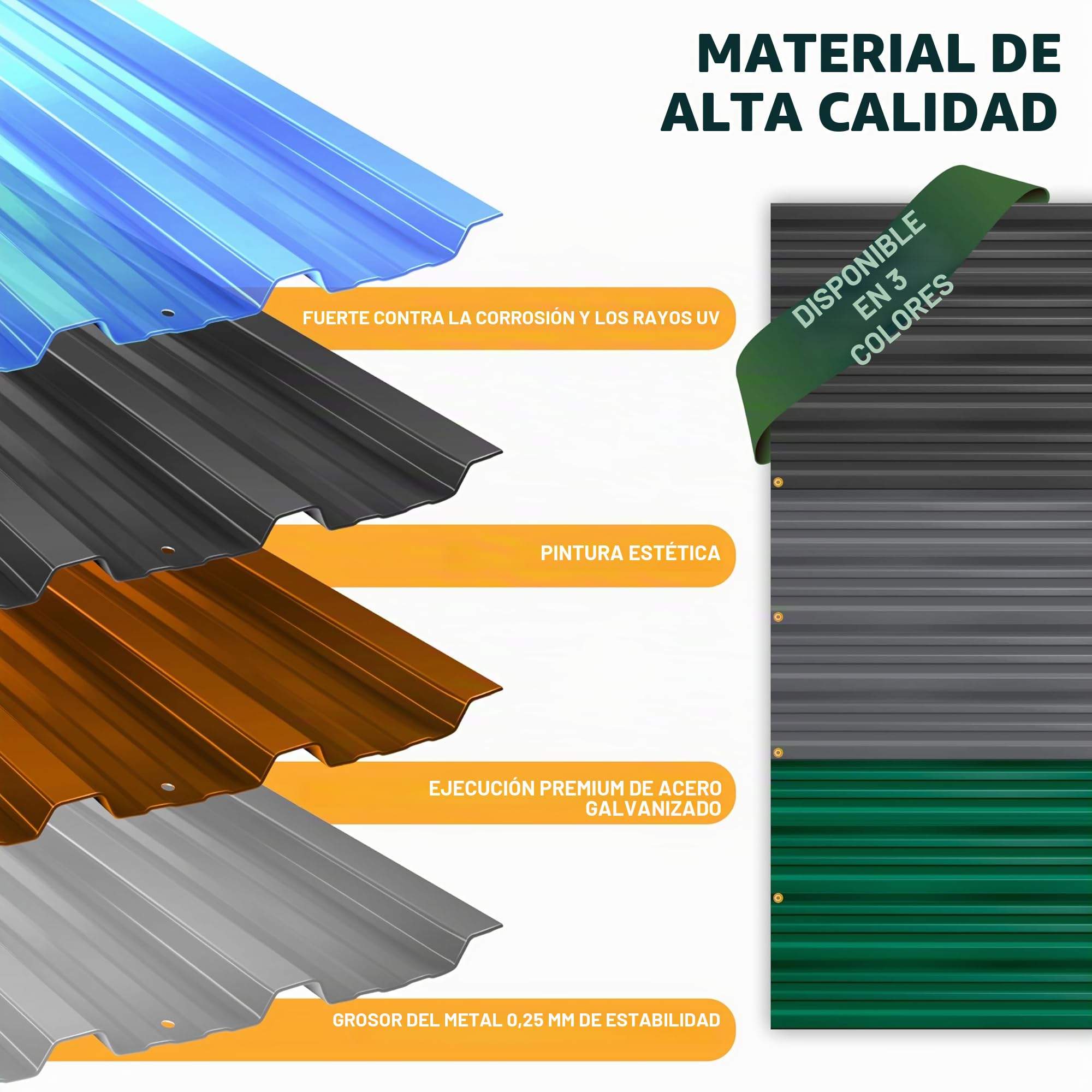 KESSER® 12 chapas perfiladas, trapezoidales perfiladas 129x45 cm = 7m², Chapa de Techo para caseta de Herramientas, Paneles de Techo de Acero galvanizado 0,25 mm, Incl. Guantes de Montaje, Antracita
