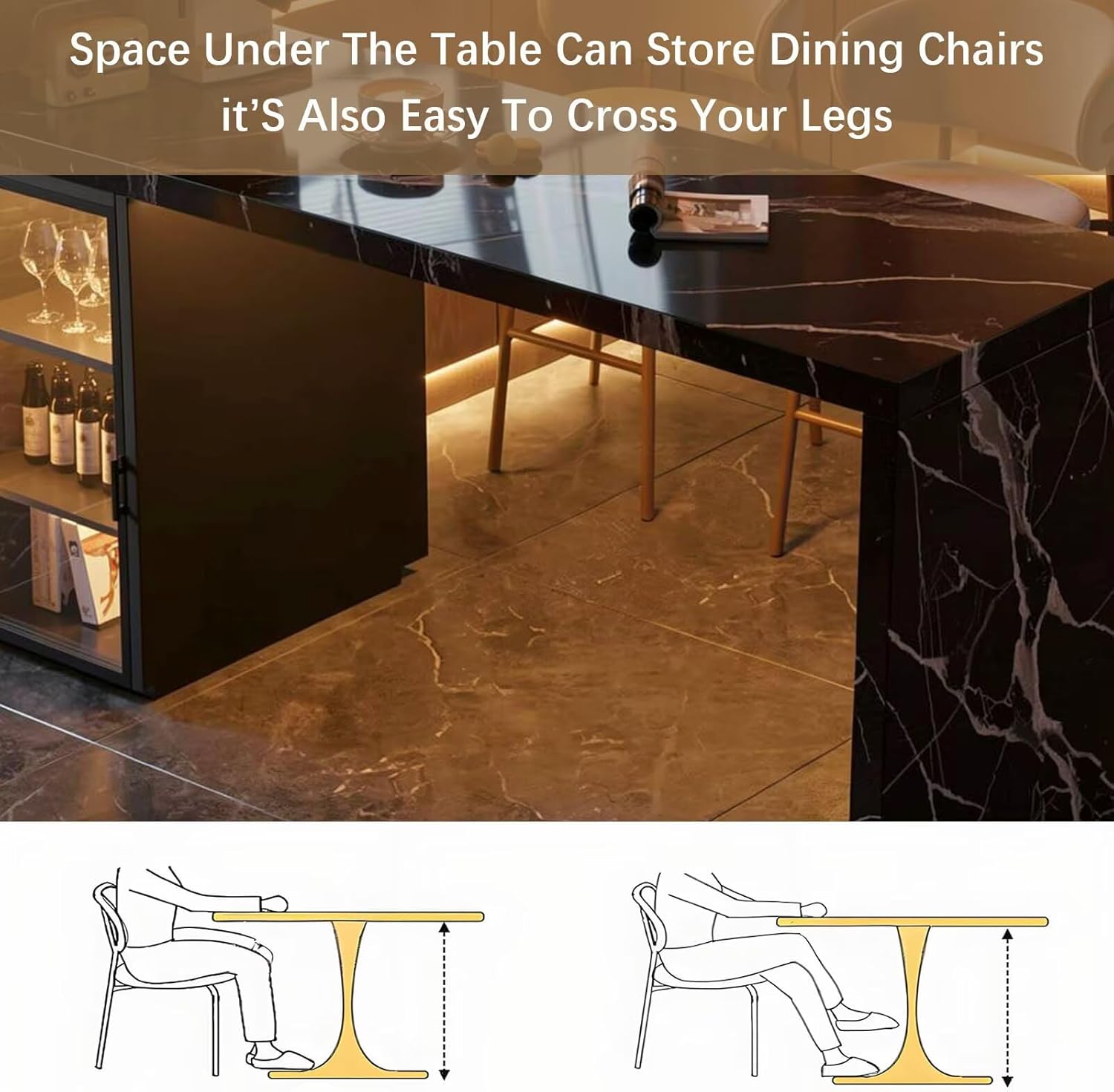 Kitchen Island with Storage - Kitchen Island Table with LED Lighting, Integrated Sink, Glass Front Cabinet, Power Outlets, Adjustable Shelving for 4 (76IN No Chairs)