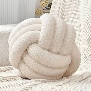 Petrella Knot Pillow Ball Round Throw Pillows Home Decor Cushion Decorative Aesthetic Throw Pillows,Lambswool Beige 8inch