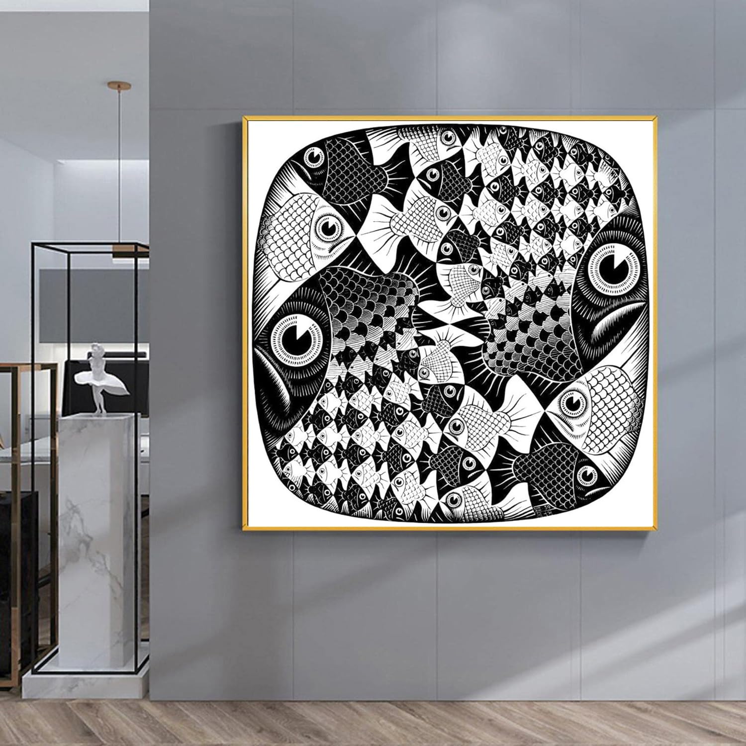 絵画『鱗』 Amazon.co.jp: 有名なM.C.エッシャーポスターと版画 抽象《魚と鱗