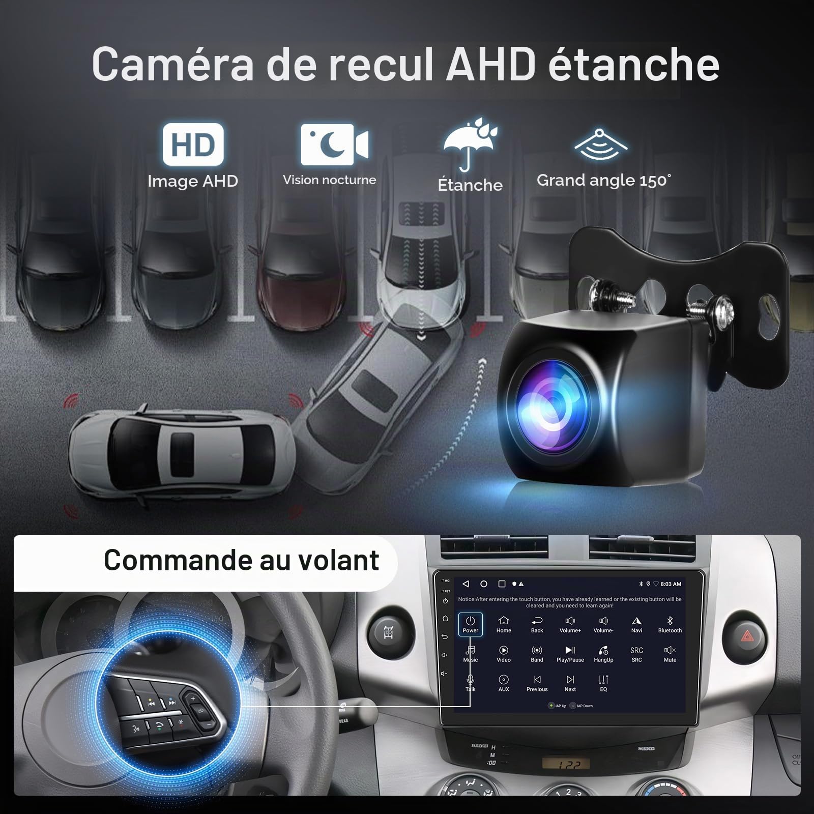 Hodozzy 2GB 64GB Autoradio pour Toyota RAV4 2007-2012 Carplay sans Fil