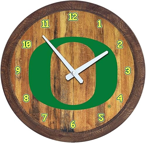 Miniatura 200 de The Fan-Brand NCAA Oklahoma Sooners: Faux Barrel Top Wall Clock Sports Team Bar Sign Décor - Home Man Cave, Party Decoration - Made On Demand