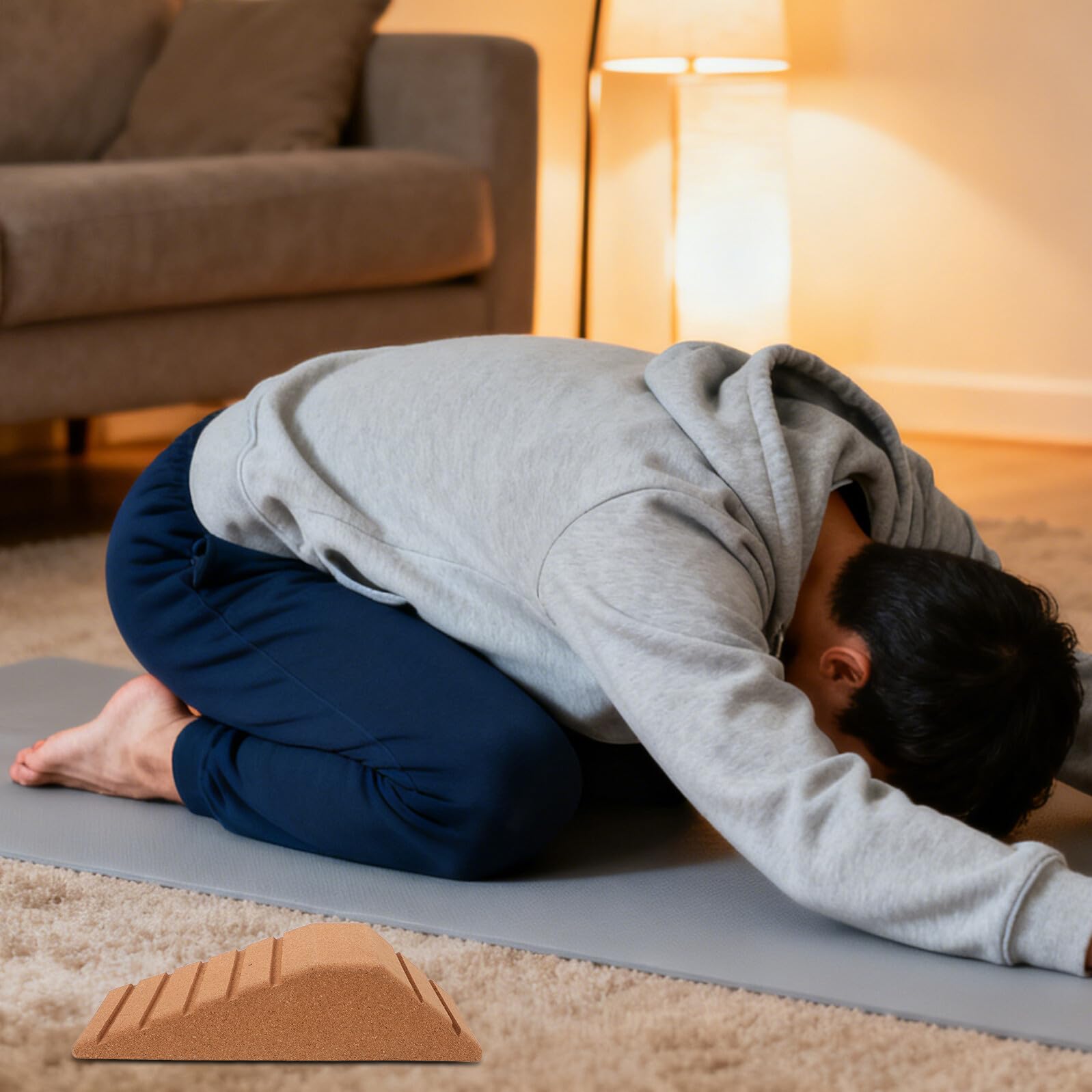 Bloque de Yoga Trapezoidal de Corcho para Estiramiento y Fitness