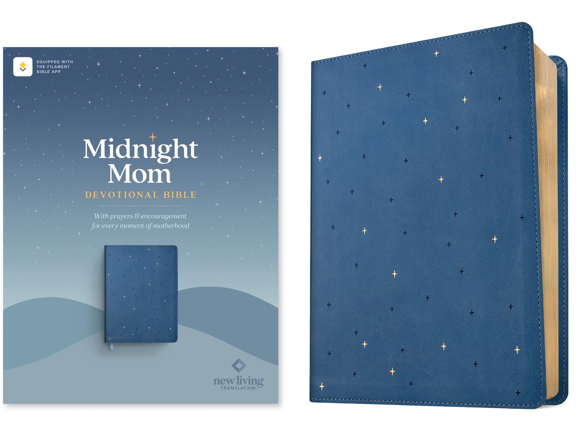 NLT Midnight Mom Devotional Bible (LeatherLike, Starlit Navy, Red Letter, Filament Enabled)