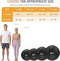 Vista 5 de Gruper Yoga Ball, Extra Thick Non Slip Exercise Ball for Workout, Birthing, Balance, Stability, Pregnancy, 4 Sizes Anti Burst Chair for Home and