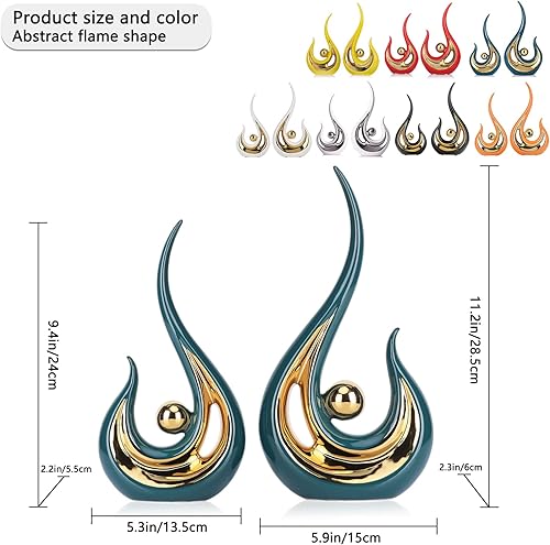 Vista 31 de LCCCK Paquete de 2 adornos de arte abstracto moderno para decoración del hogar, estatuas contemporáneas para mesa de centro de estar, centros