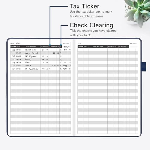 Miniatura 4 de Registro de cheques - Registros de cheques elegantes para chequera personal con registros de cheques y transacciones, registro de chequera de tapa