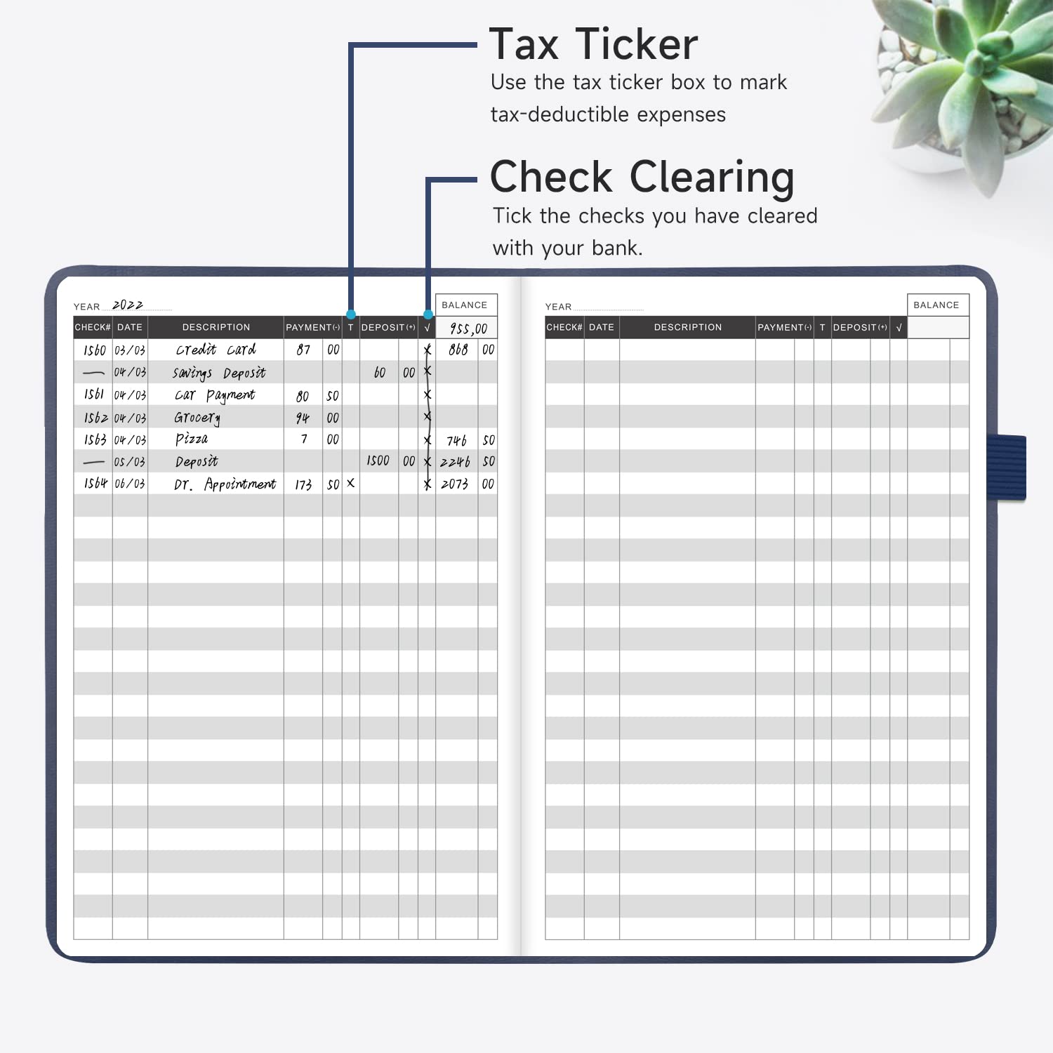 12 Check Registers With 24/25/26 Calendars For Personal Checkbook ...